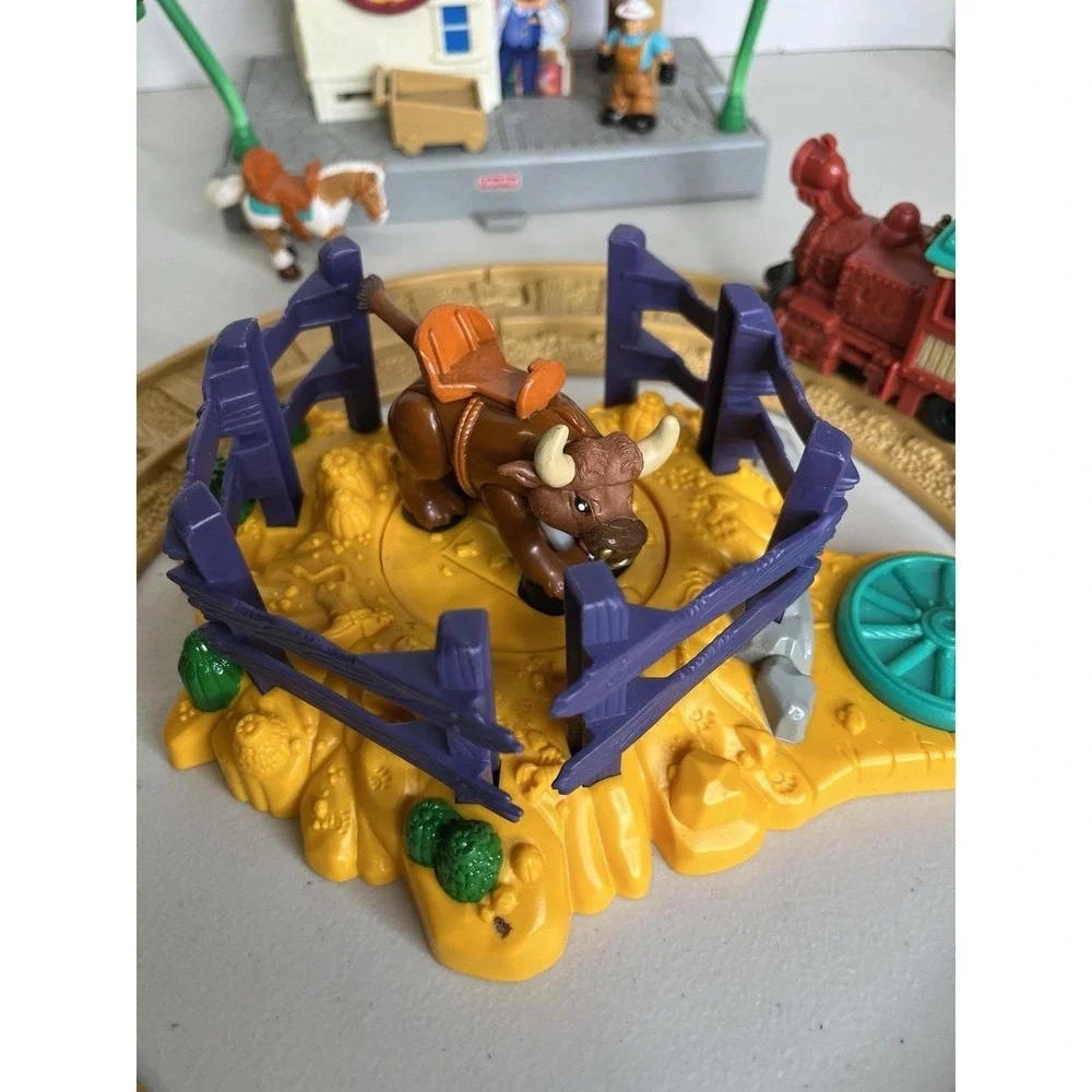 Geo Trax Rope N Ride Ranch Fisher Price Mattel‎ 2006  Bucking Bull Cowboy